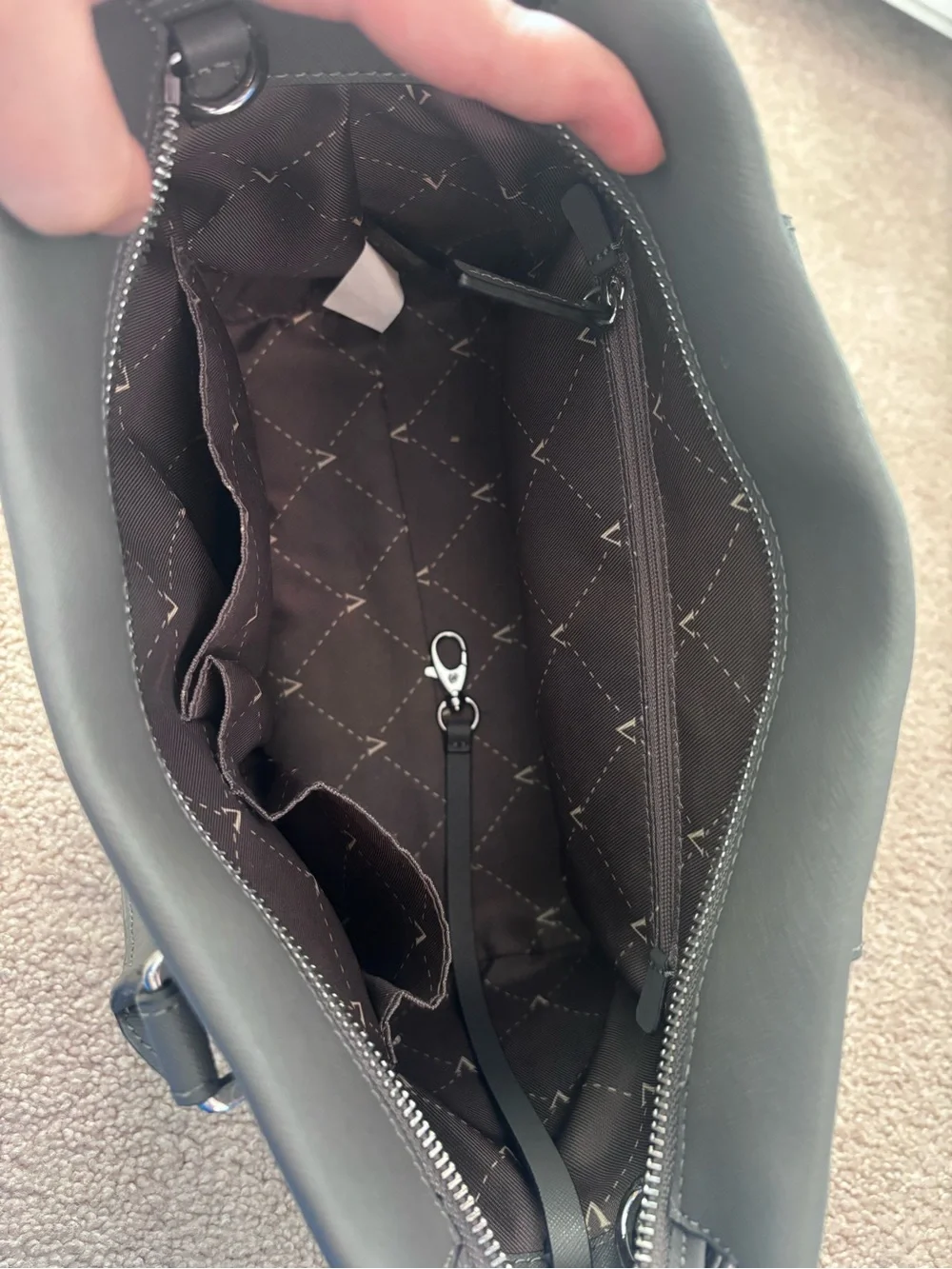 Vince Camuto Black Structured Satchel with Dual Top Handles